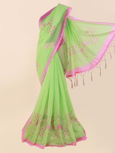

Pothys Green Printed Cotton Blend Saree