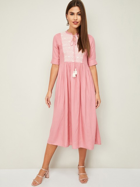 

Colour Me by Melange Women Pink Solid A-Line Dress