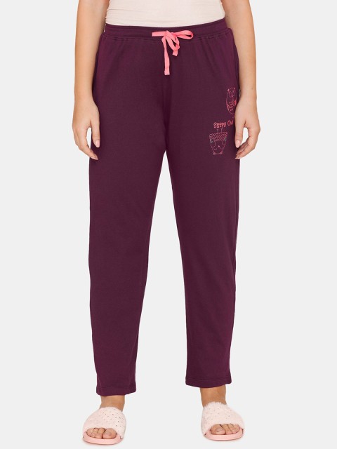 

Zivame Women Burgundy Solid Cotton Pyjamas
