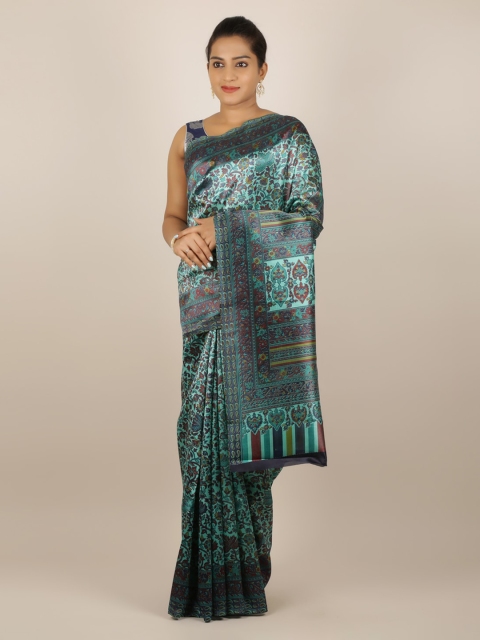 

Pothys Green Printed Jute Silk Saree
