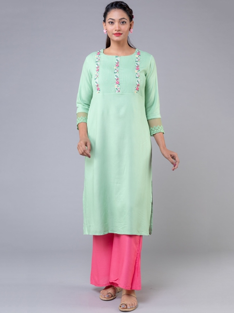 

KLM Fashion Mall Women Green Embroidered Kurta