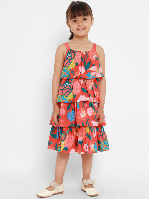 

Nauti Nati Girls Red Printed A-Line Dress