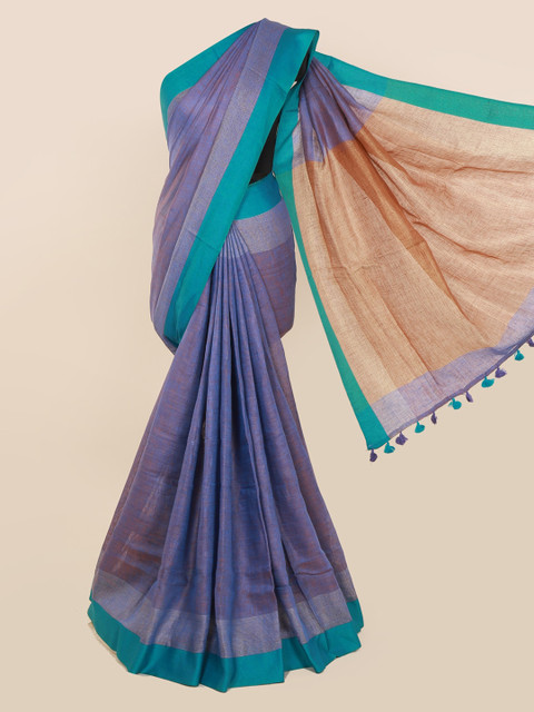 

Pothys Lavender Solid Linen Blend Saree