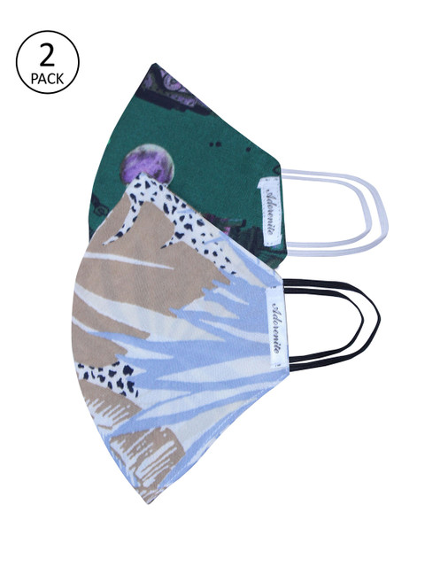 

ADORENITE Women Pack Of 2 Printed 2-Ply Cloth Masks, Green