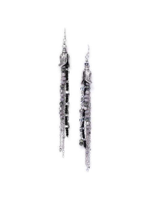 

CRZ Silver-Toned Contemporary Drop Earrings