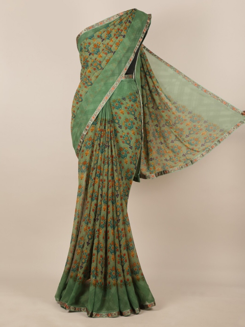 

Pothys Green Woven Design Poly Chiffon Saree