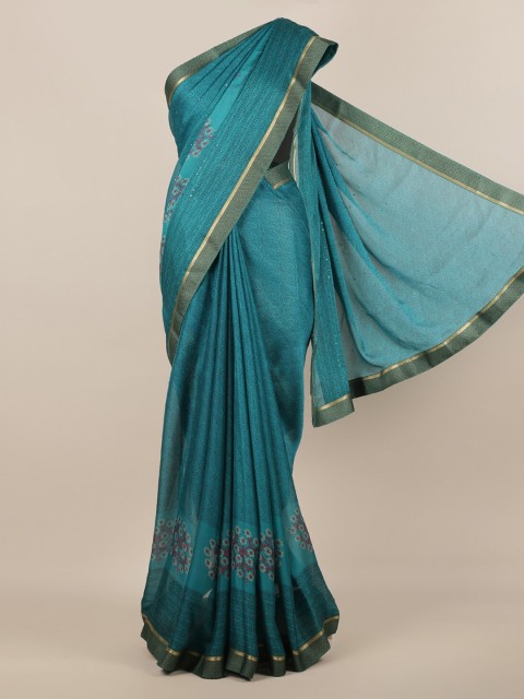 

Pothys Blue Printed Poly Chiffon Saree