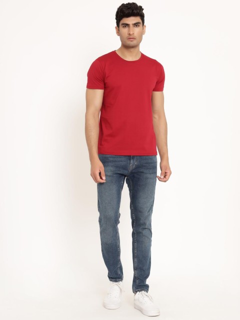 

Tistabene Men Red Solid Round Neck T-shirt