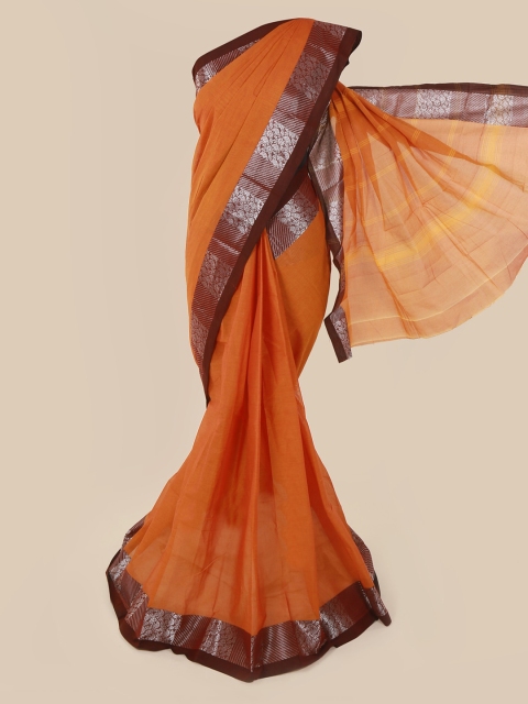 

Pothys Orange Solid Pure Cotton Saree