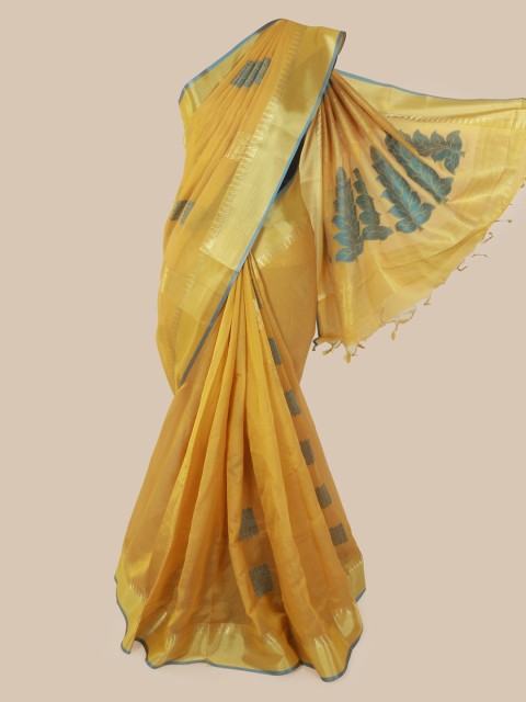 

Pothys Yellow Woven Design Cotton Blend Sustainable Saree