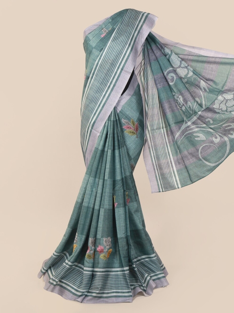 

Pothys Green Embroidered Jute Cotton Saree