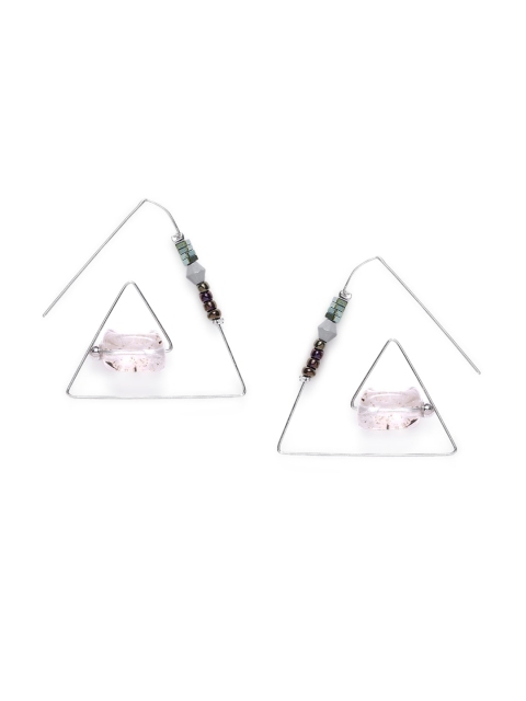 

CRZ Silver-Toned Contemporary Drop Earrings