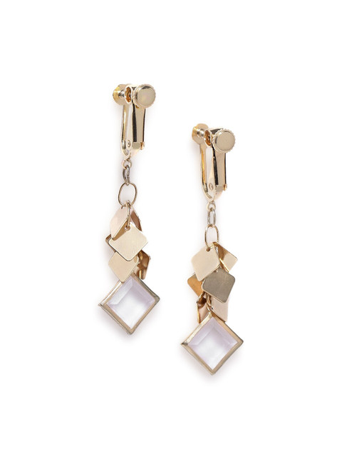

CRZ Gold-Plated & White Contemporary Drop Earrings