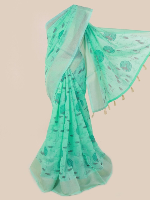 

Pothys Green Printed Cotton Blend Saree