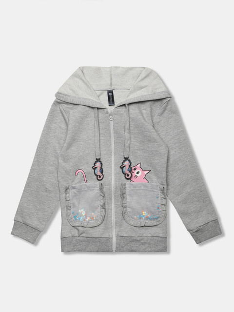 

Cherokee Girls Grey Melange Printed Sweatshirt