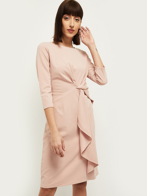 

max Women Pink Solid Sheath Dress