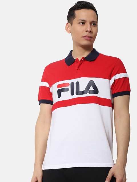 

FILA Men Red Printed Polo Collar T-shirt