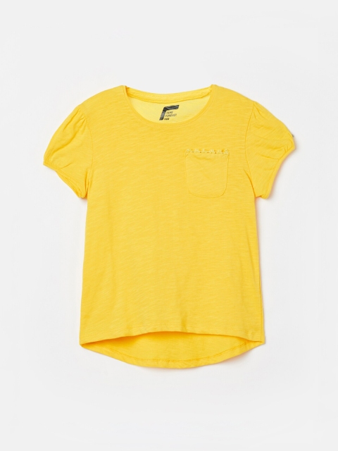 

Fame forever by lifestyle yellow pure cotton high-low top