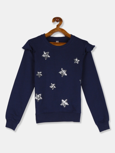 

Cherokee Girls Navy Blue Self Design Sweatshirt