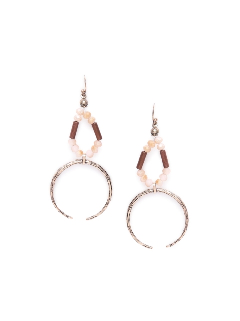 

CRZ Gold-Plated & Pink Contemporary Drop Earrings