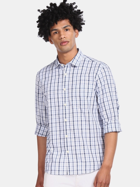 

Ruggers Men White Regular Fit Checked Casual Shirt