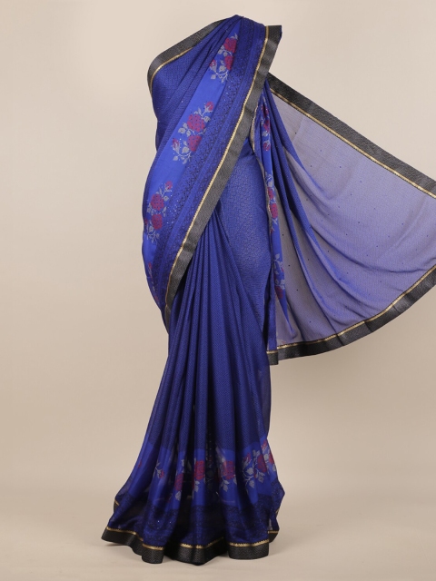 

Pothys Blue Printed Poly Chiffon Saree