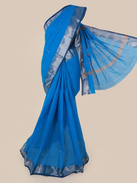 

Pothys Blue Solid Pure Cotton Saree