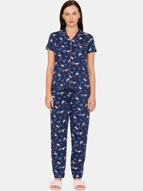 

Zivame Women Navy Blue Graphic