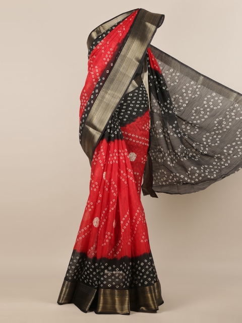 

Pothys Red & Black Jute Silk Printed Saree