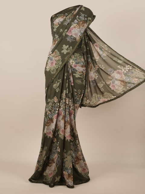 

Pothys Green Printed Poly Chiffon Saree