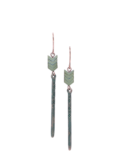 

CRZ Green & Gold-Plated Geometric Hematite Drop Earrings