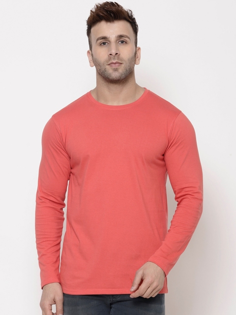 

Hapuka Men Pink Solid Round Neck Slim Fit T-shirt