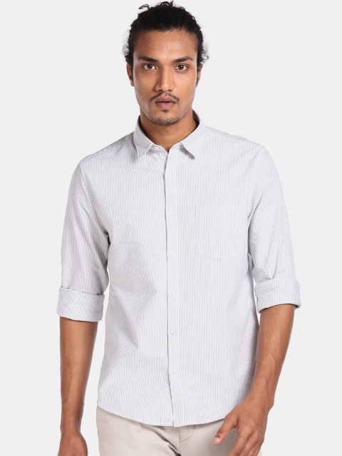 

Ruggers Men Grey Regular Fit Striped Casual Shirt