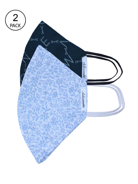 

ADORENITE Women Pack Of 2 Printed 2-Ply Reusable Cloth Masks, Blue