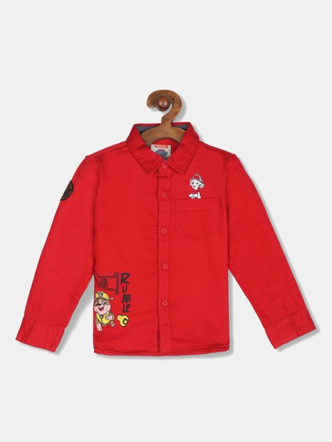 

Donuts Boys Red Regular Fit Solid Casual Shirt