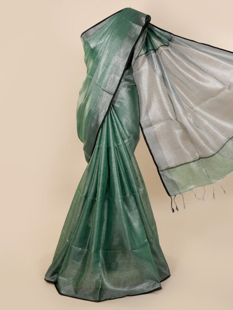 

Pothys Green Solid Linen Blend Saree