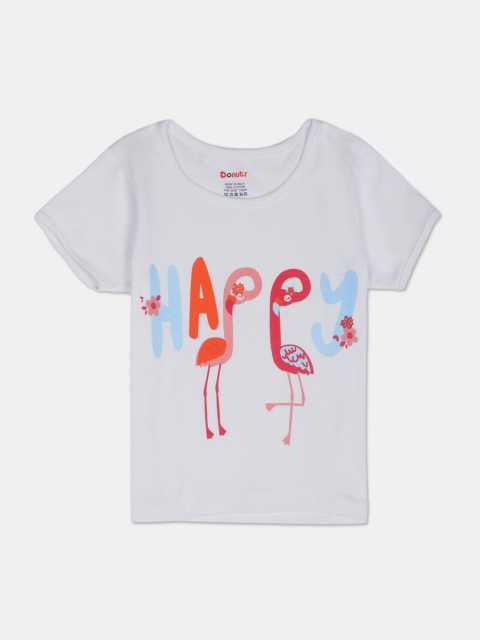 

Donuts Girls White Printed Round Neck T-shirt