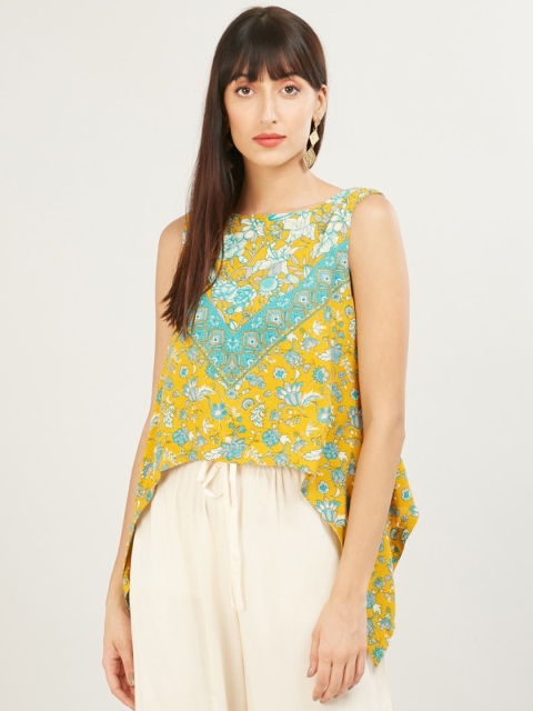 

Max mustard floral printed a-line top