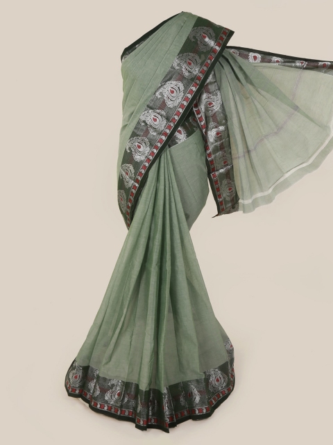 

Pothys Green Solid Pure Cotton Saree