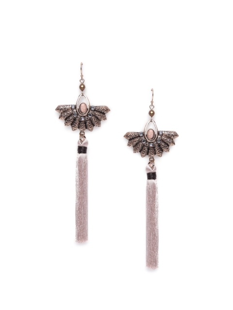 

CRZ Gold-Toned & Pink Contemporary Drop Earrings