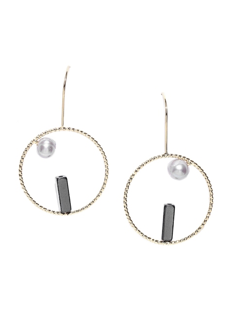 

CRZ Gold-Plated & White Circular Drop Earrings