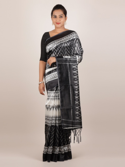 

Pothys Black Printed Jute Silk Saree