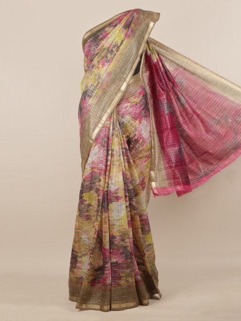 

Pothys Multicoloured Checked Jute Silk Saree, Multi