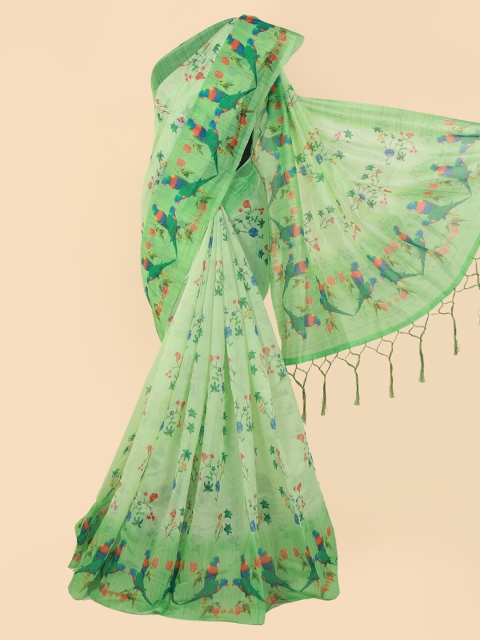 

Pothys Green Floral Printed Cotton Blend Saree
