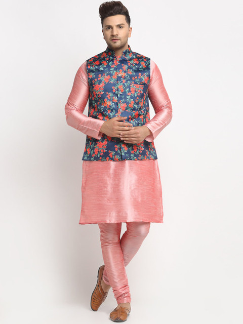 

Benstoke Men Pink Solid Kurta with Pyjamas