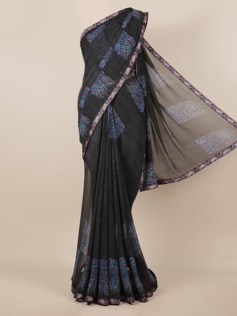

Pothys Charcoal Printed Poly Chiffon Saree