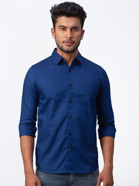 

SPYKAR Men Blue Slim Fit Solid Casual Shirt