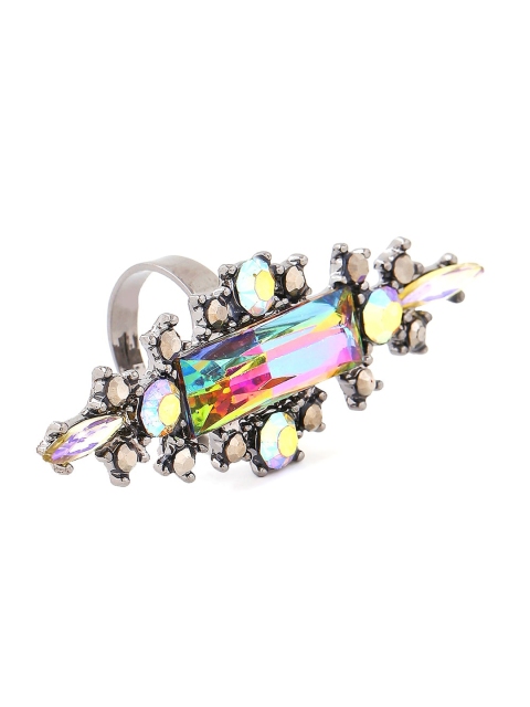 

Foxy Sperks Silver-Toned Stone-Studded Finger Ring