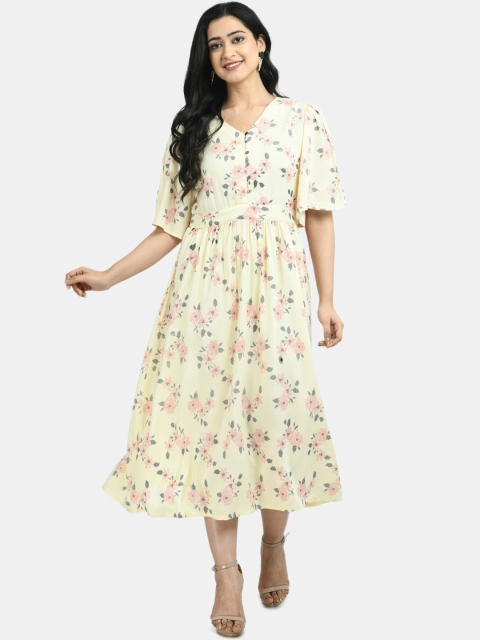 

Aaruvi Ruchi Verma Women Cream-Coloured Printed Maternity A-Line Dress