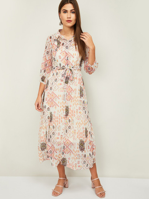 

Colour Me by Melange Women Off-White Printed A-Line Dress